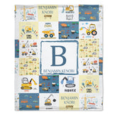 Personalized Baby Blankets for Boys With Name - Cartoon Car Newborn Nursery Gift